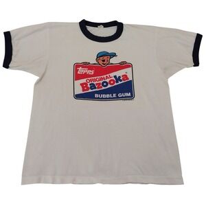 Vintage 80s Bazooka Bubble Gum Topps Original Ringer T-Shirt L Screen Stars USA